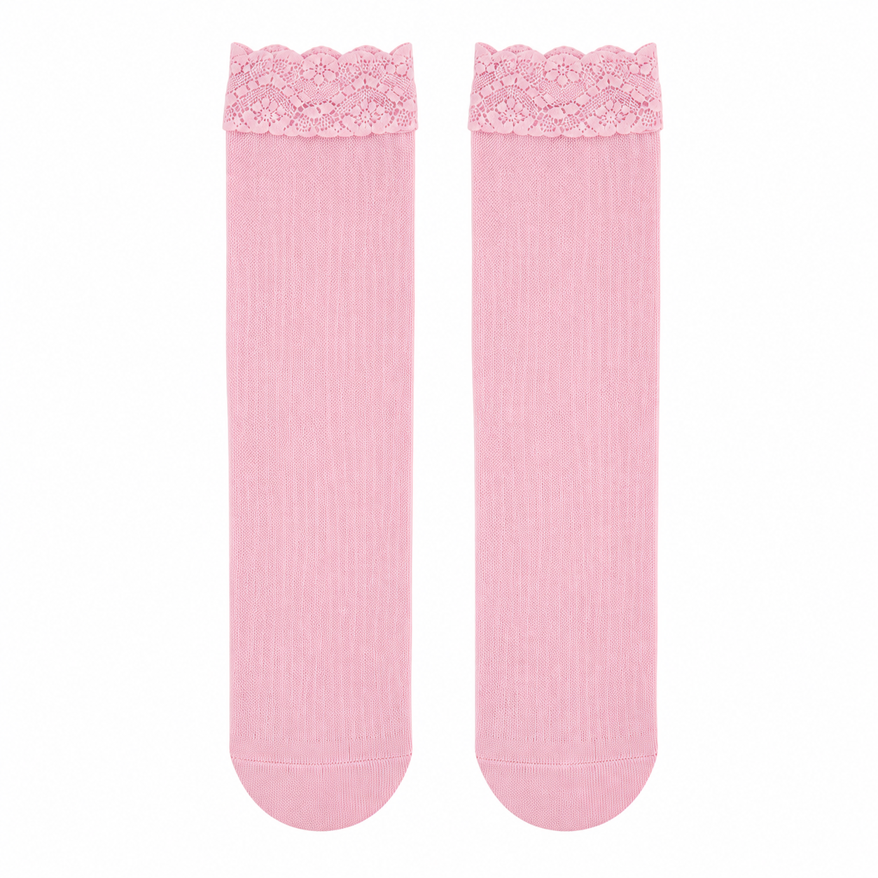 Calcetin largo encaje rosado